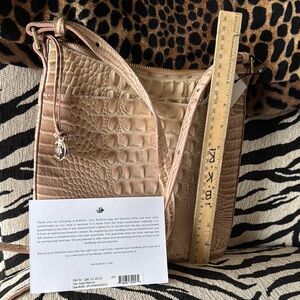 Brahmin Tan Textured Leather Shoulder Bag